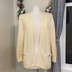 St. John VINTAGE Cream Knit Open Front Cardigan Sweater Size M - EUC WORN ONCE